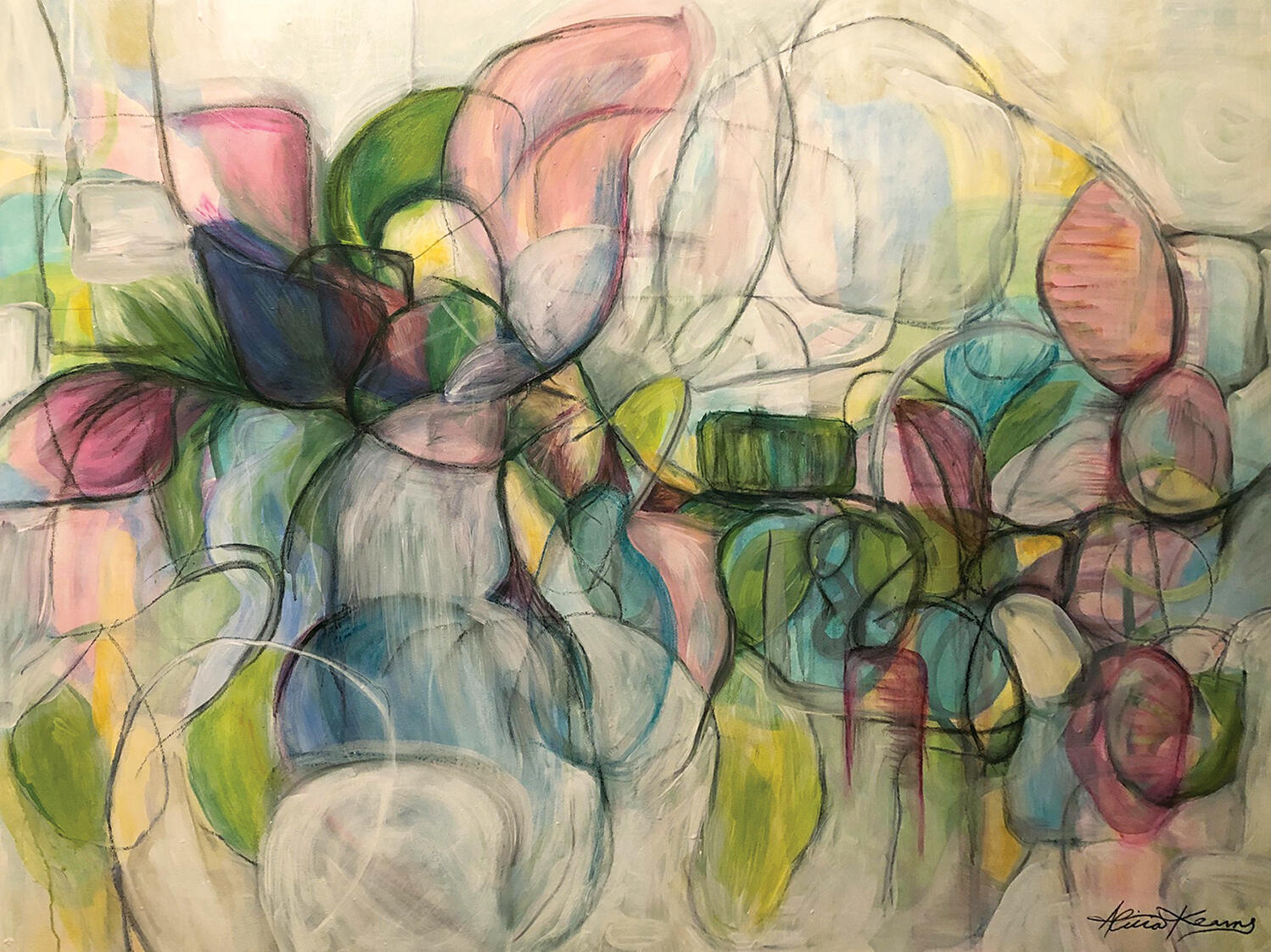Alton Iris, 48"x36", Mixed Media and Acrylic on Canvas. $864 SOLD